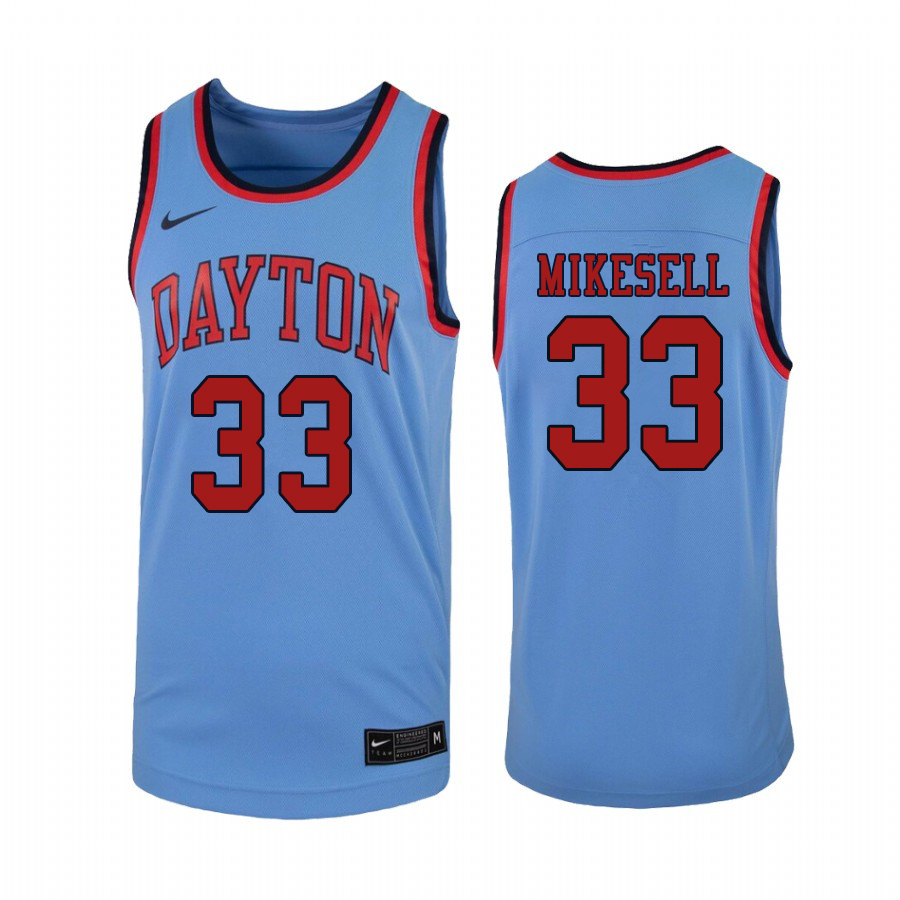 Men #33 Ryan Mikesell Dayton Flyers College Basketball Jerseys Sale-Light Blue